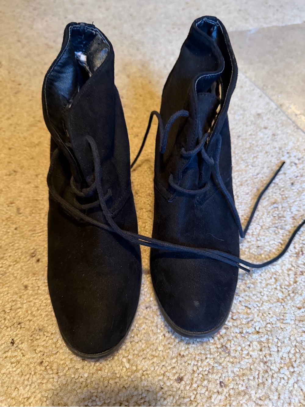Hot Tomato Black Lace-Up Women's Ankle Boots